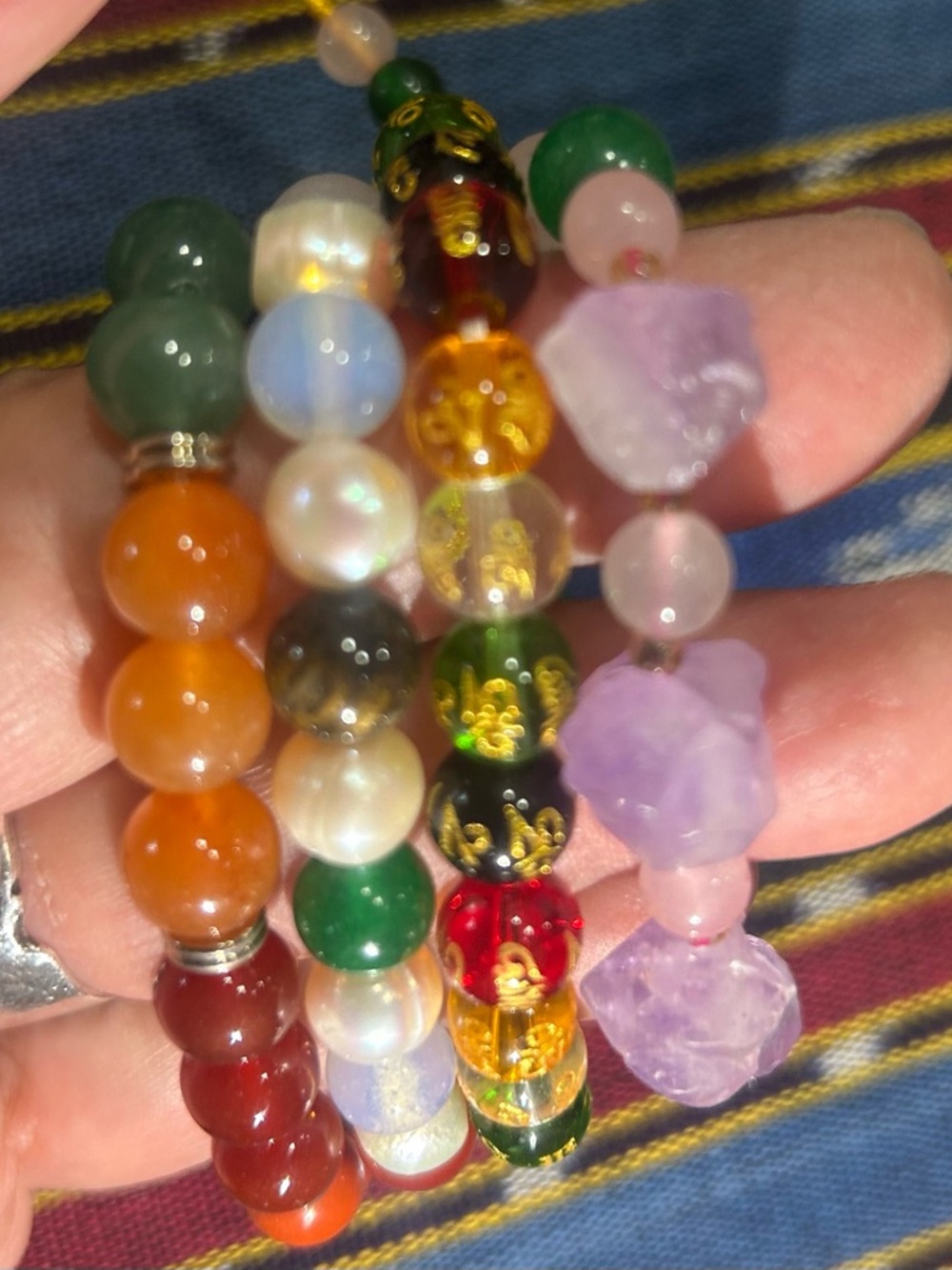 SALE!!! Multicolor Beaded Natural Gemstone Stretch Bracelet Stack 4 pieces